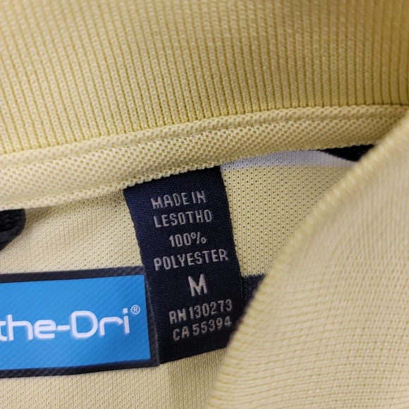 Wrangler Shirt Mens Medium Yellow Striped Breathe Dri Polo Golf Short Sleeve - Picture 9 of 15